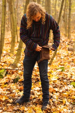 Kožená brašna se 4 kapsami styl "bojovník"